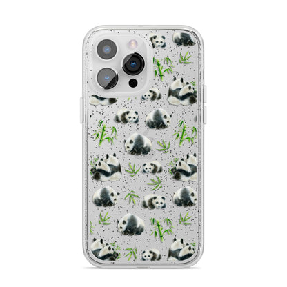 Panda iPhone 14 Pro Max Glitter Tough Case Silver