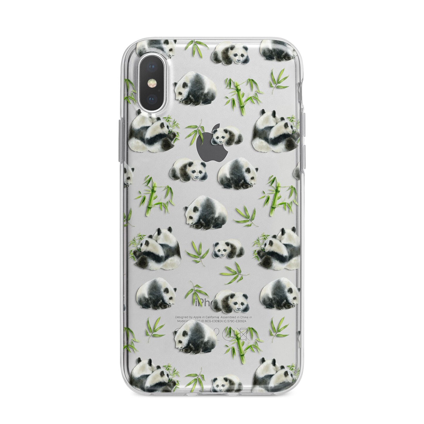 Panda iPhone X Bumper Case on Silver iPhone Alternative Image 1