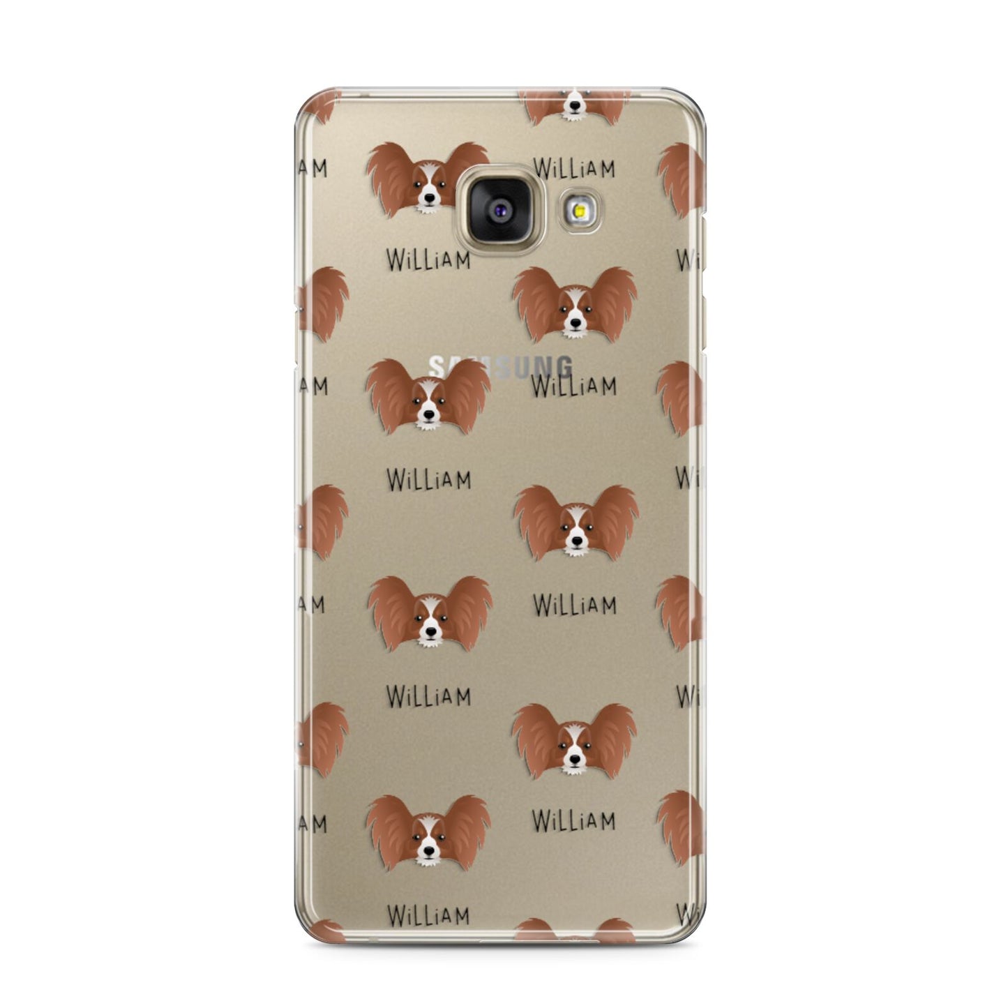 Papillon Icon with Name Samsung Galaxy A3 2016 Case on gold phone