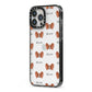 Papillon Icon with Name iPhone 13 Pro Max Black Impact Case Side Angle on Silver phone