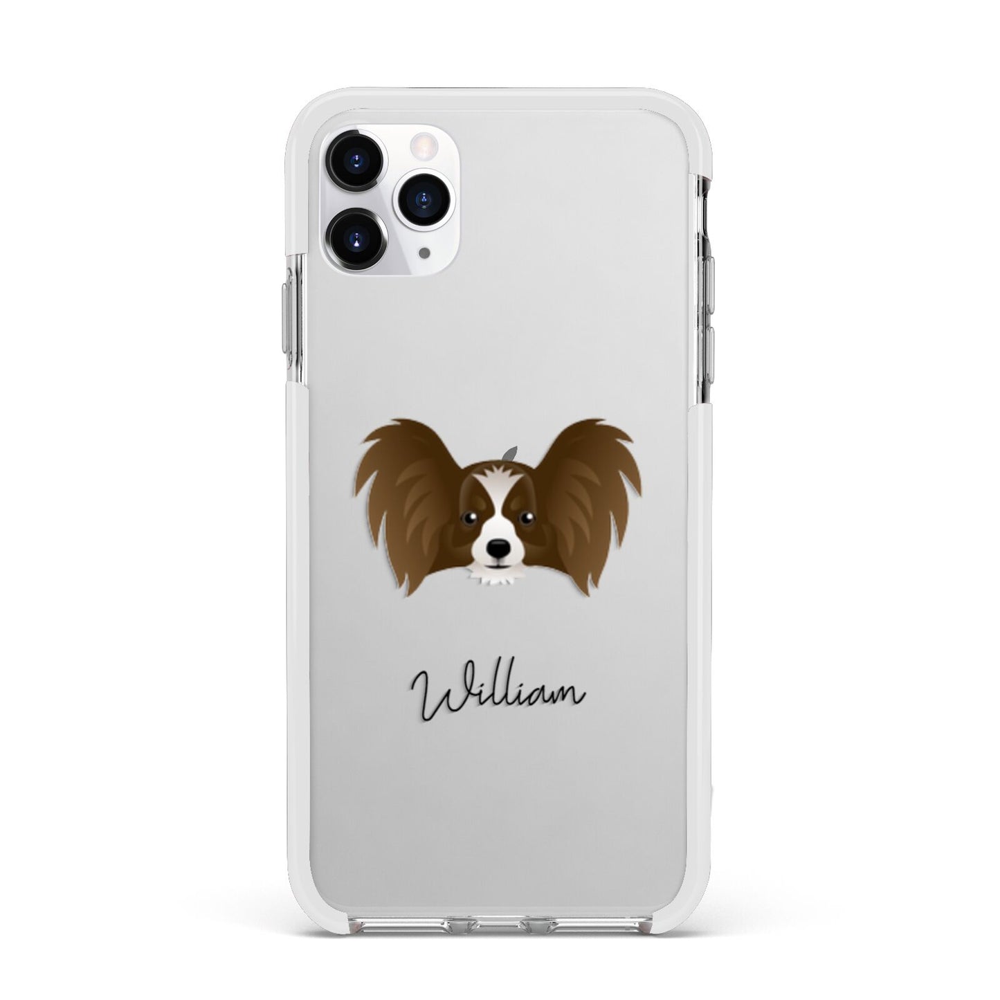 Papillon Personalised Apple iPhone 11 Pro Max in Silver with White Impact Case