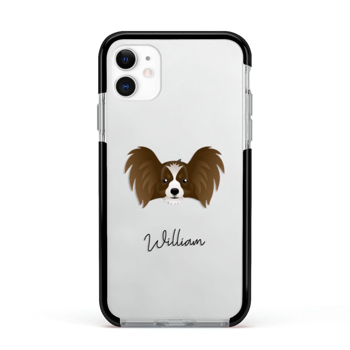 Papillon Personalised Apple iPhone 11 in White with Black Impact Case