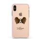 Papillon Personalised Apple iPhone Xs Impact Case Pink Edge on Gold Phone