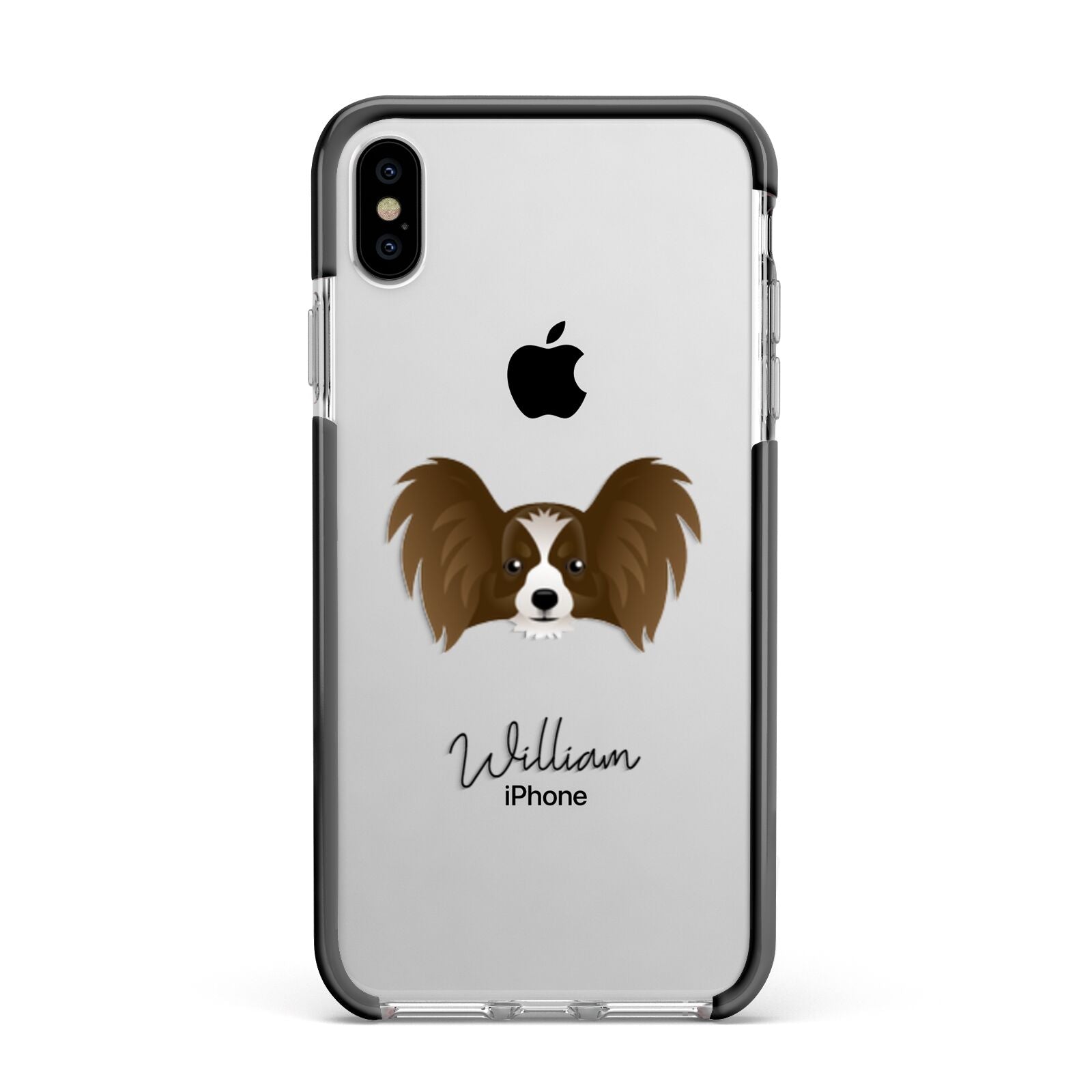 Papillon Personalised Apple iPhone Xs Max Impact Case Black Edge on Silver Phone