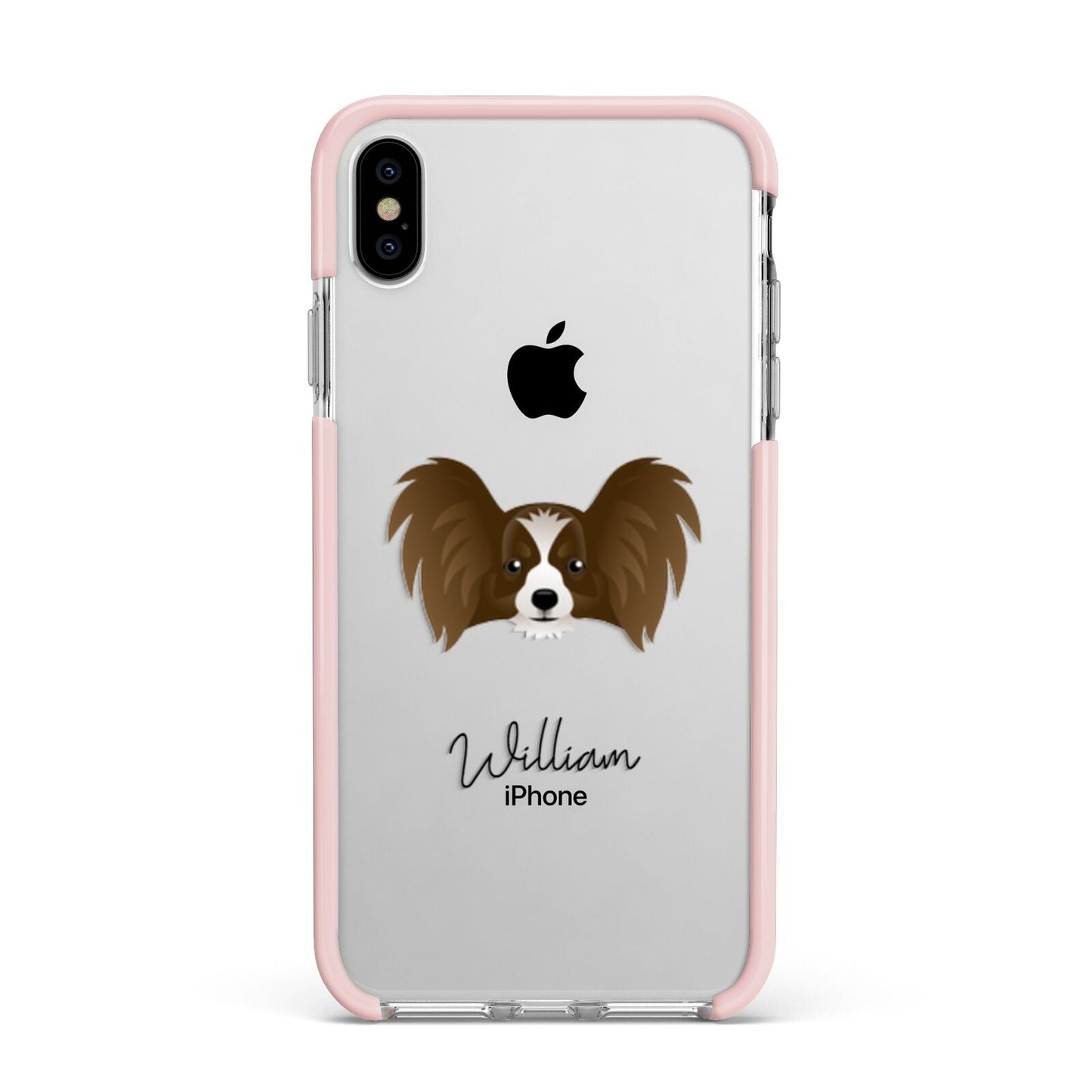 Papillon Personalised Apple iPhone Xs Max Impact Case Pink Edge on Silver Phone
