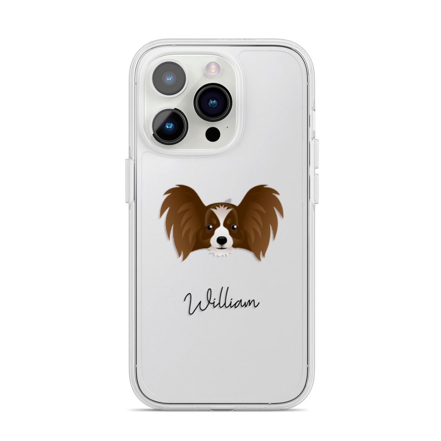 Papillon Personalised iPhone 14 Pro Clear Tough Case Silver
