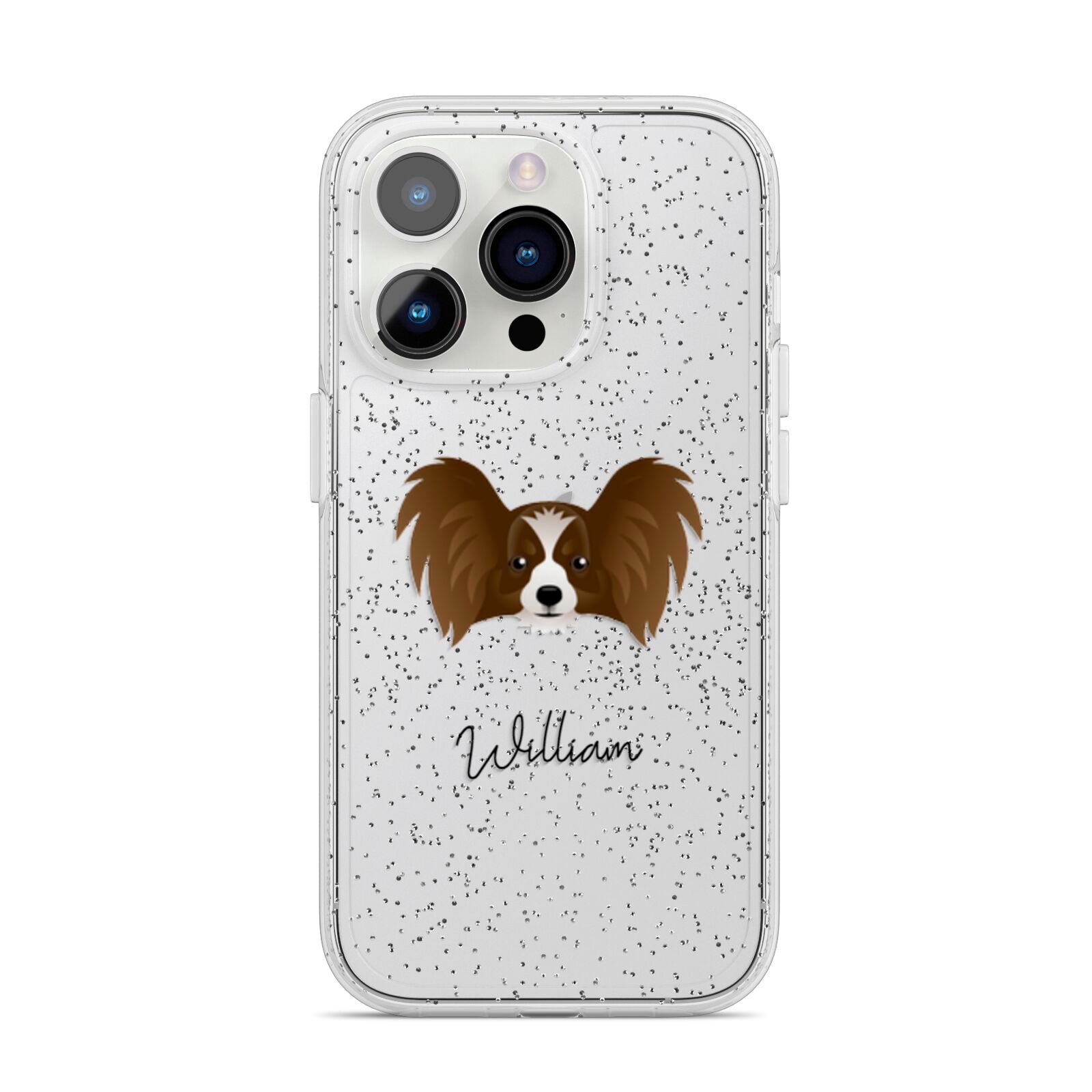 Papillon Personalised iPhone 14 Pro Glitter Tough Case Silver