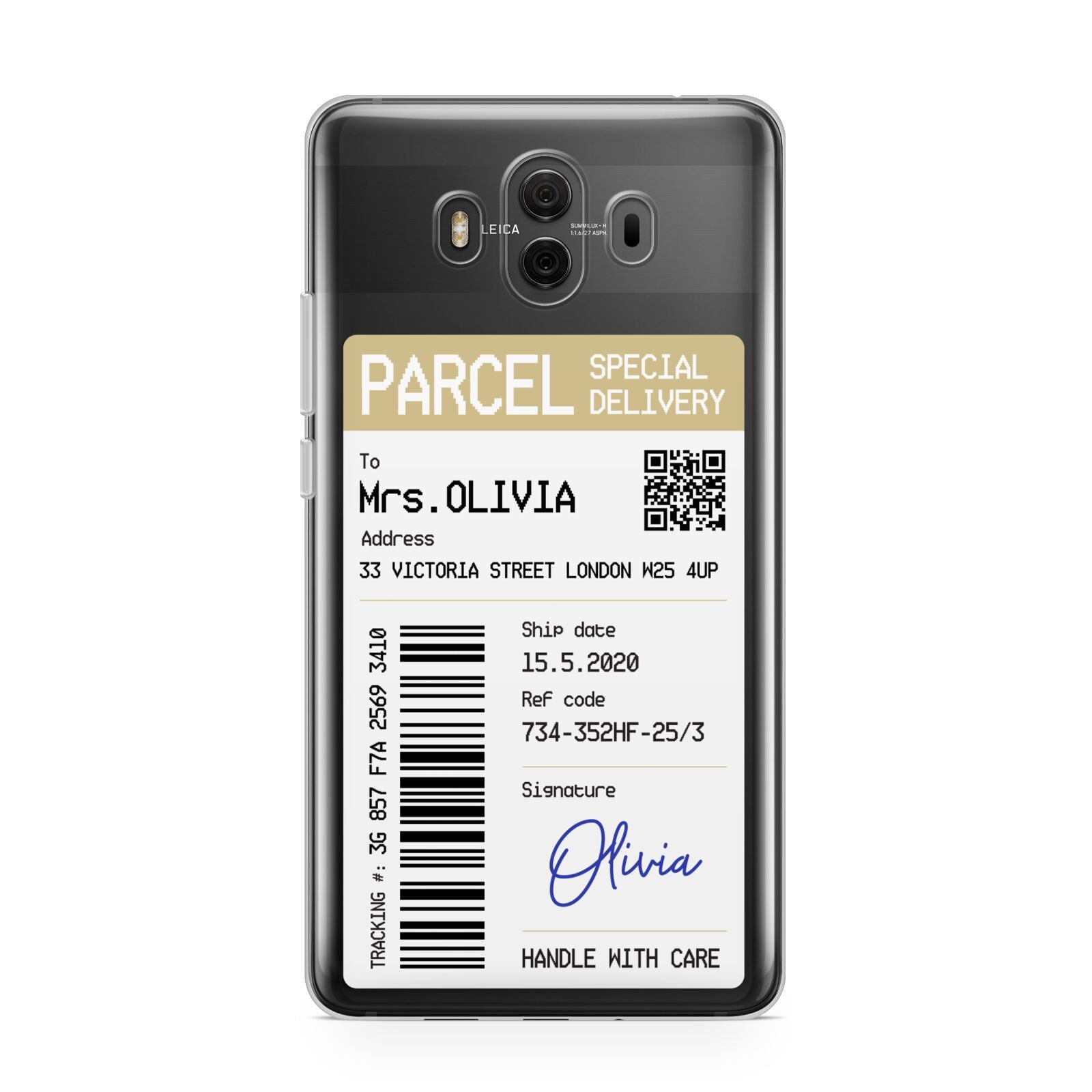 Parcel Label with Name Huawei Mate 10 Protective Phone Case