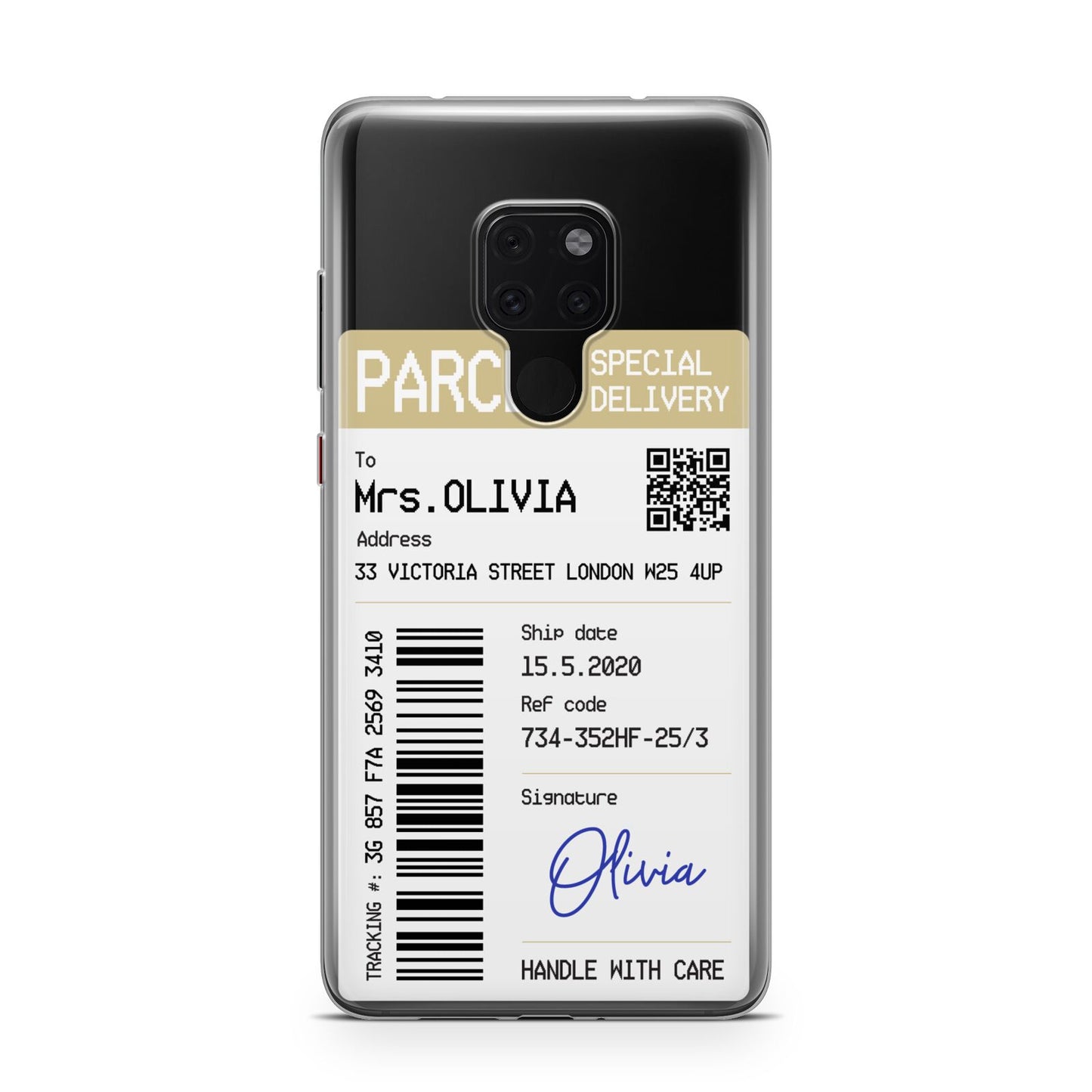 Parcel Label with Name Huawei Mate 20 Phone Case