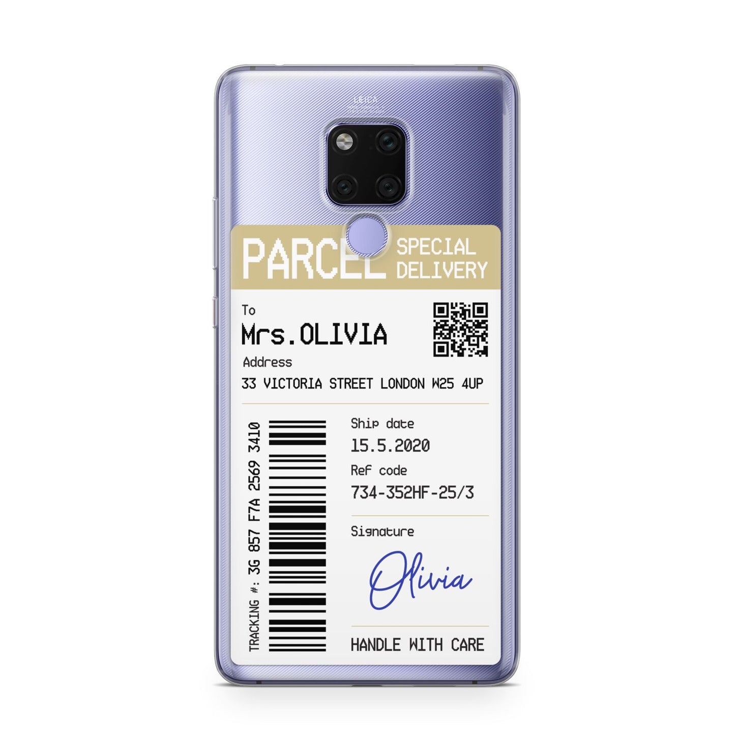 Parcel Label with Name Huawei Mate 20X Phone Case