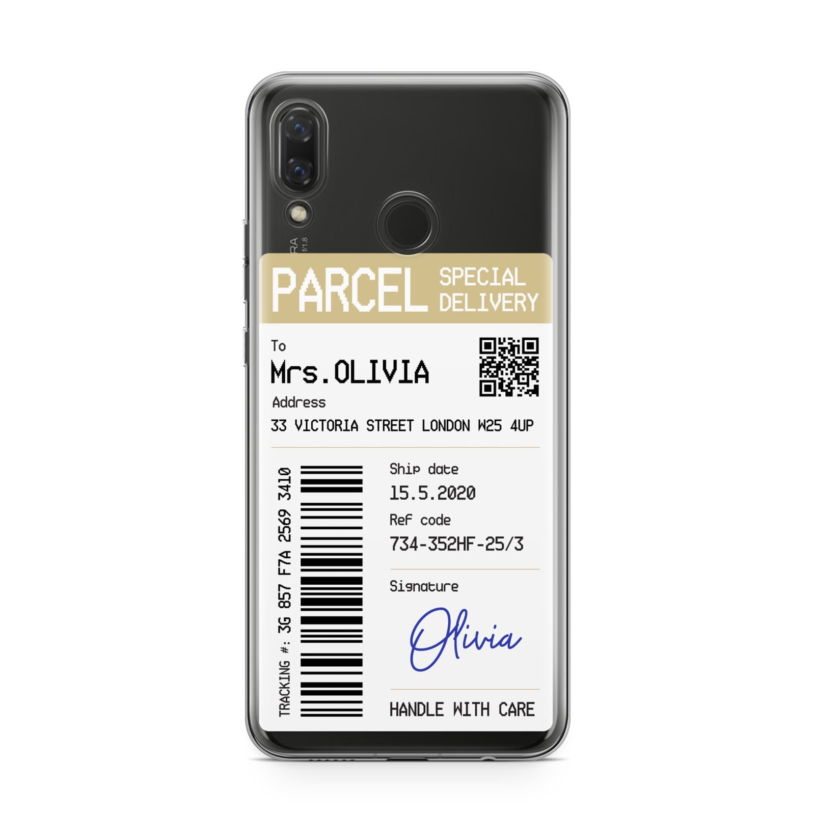 Parcel Label with Name Huawei Nova 3 Phone Case