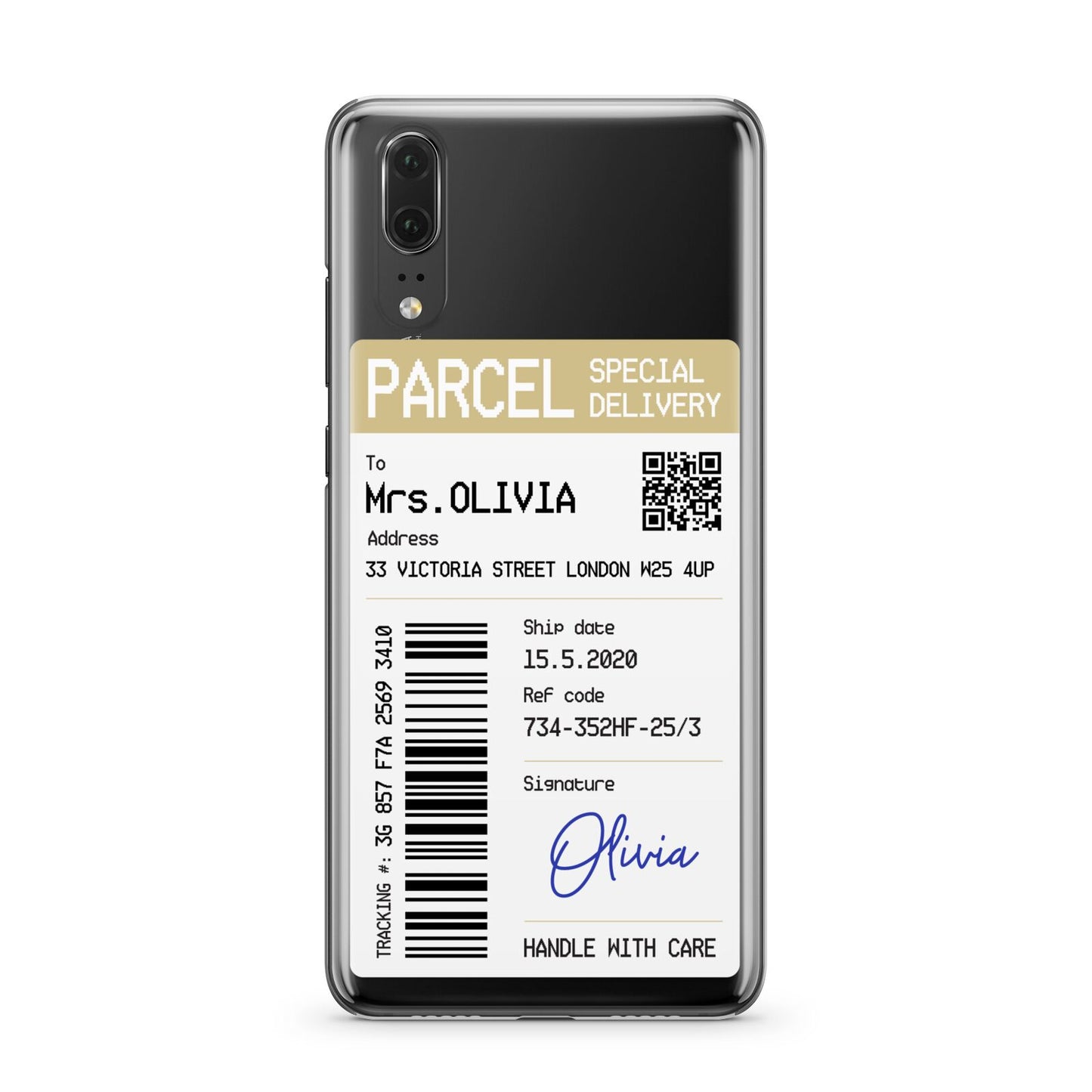 Parcel Label with Name Huawei P20 Phone Case