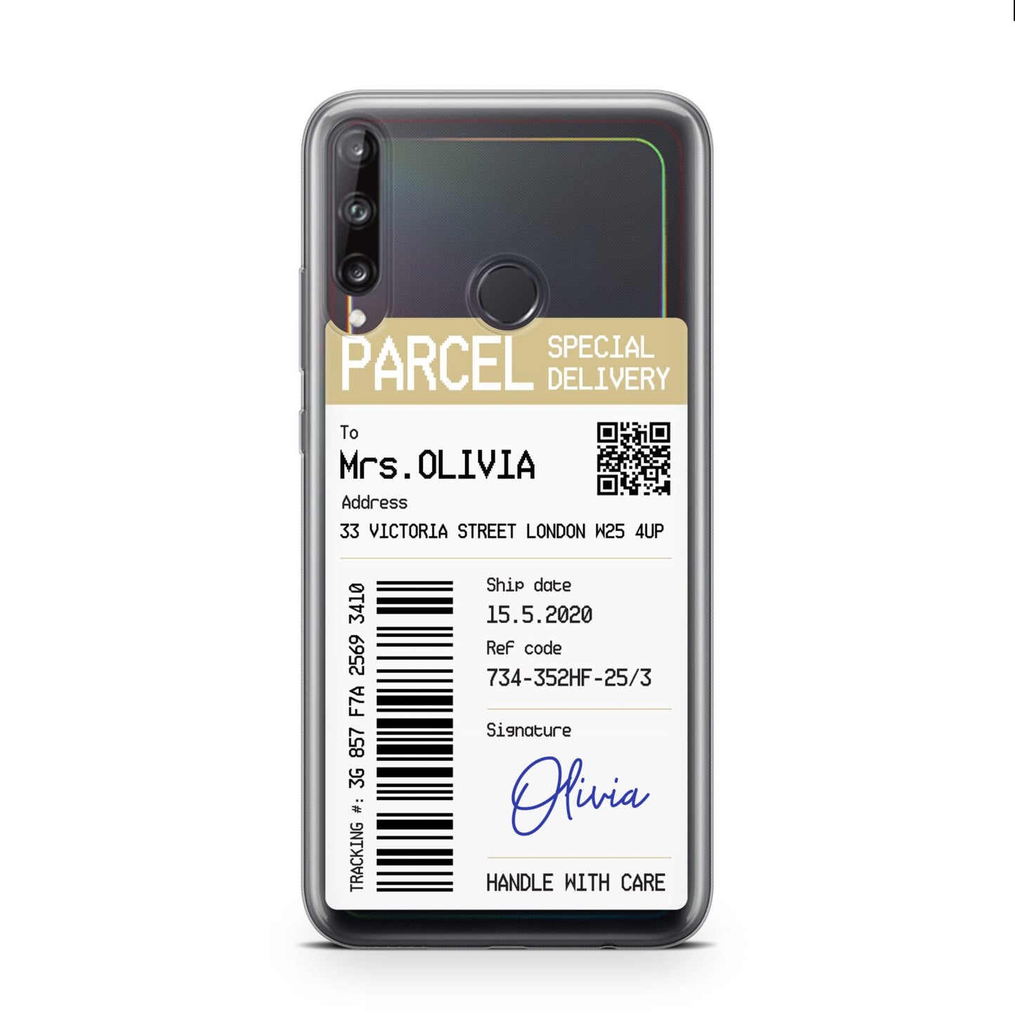 Parcel Label with Name Huawei P40 Lite E Phone Case