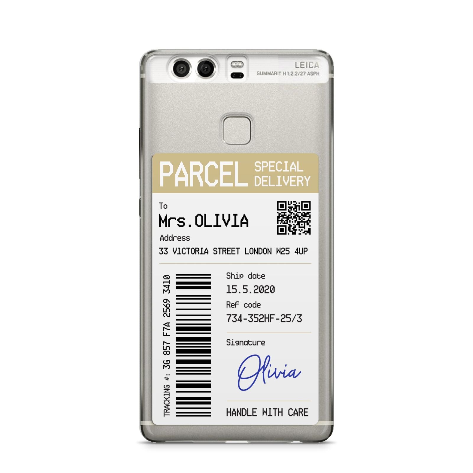 Parcel Label with Name Huawei P9 Case