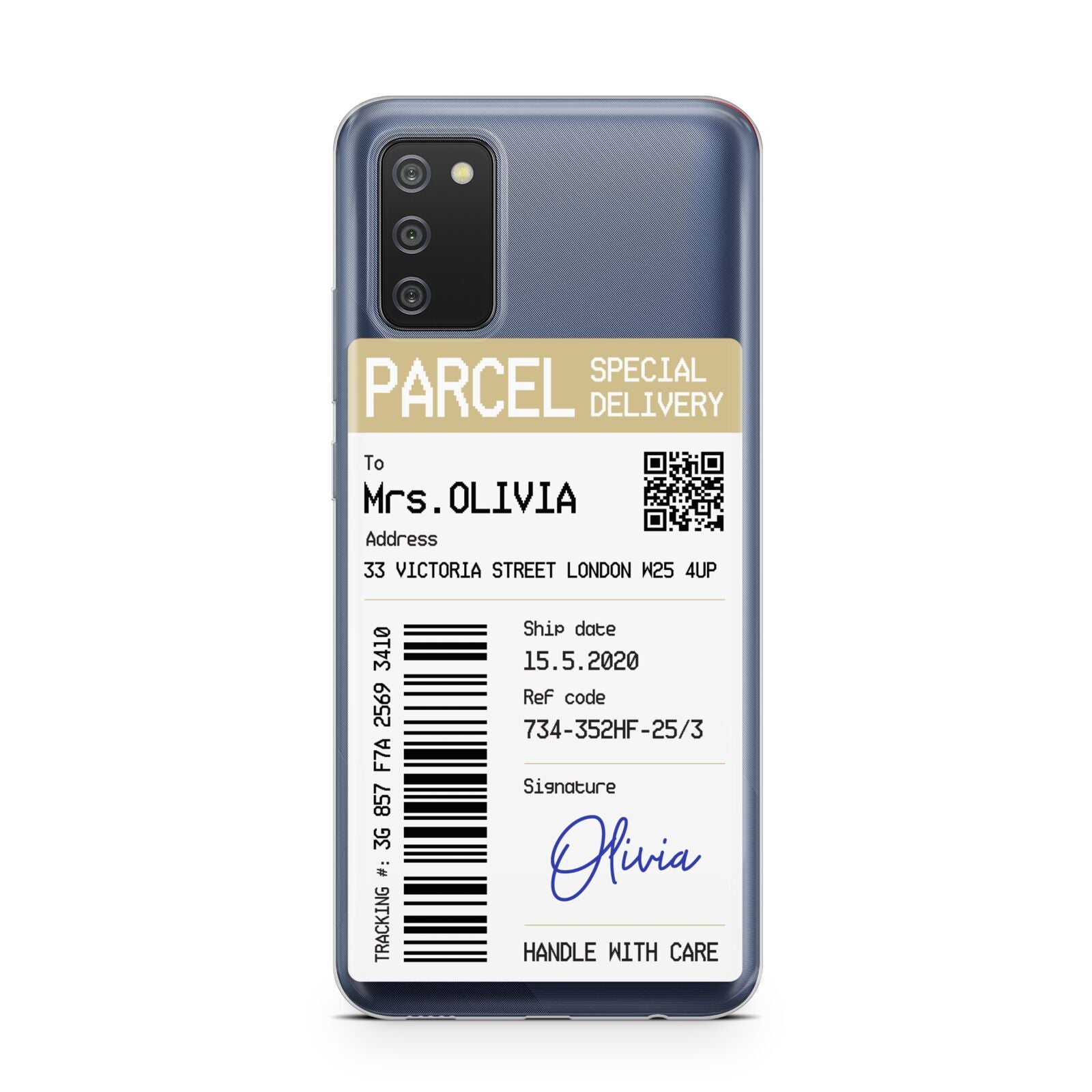 Parcel Label with Name Samsung A02s Case