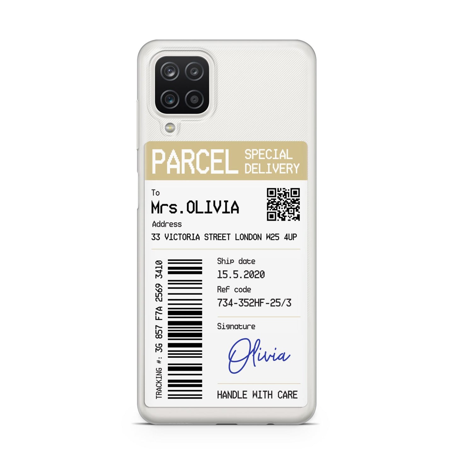 Parcel Label with Name Samsung A12 Case