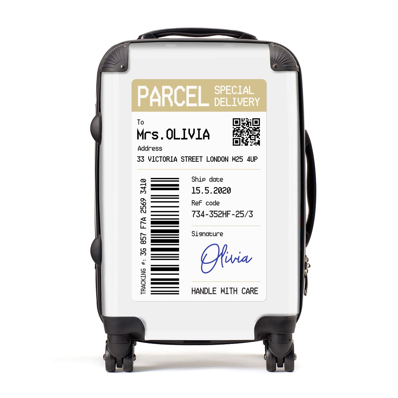 Parcel Label with Name Suitcase