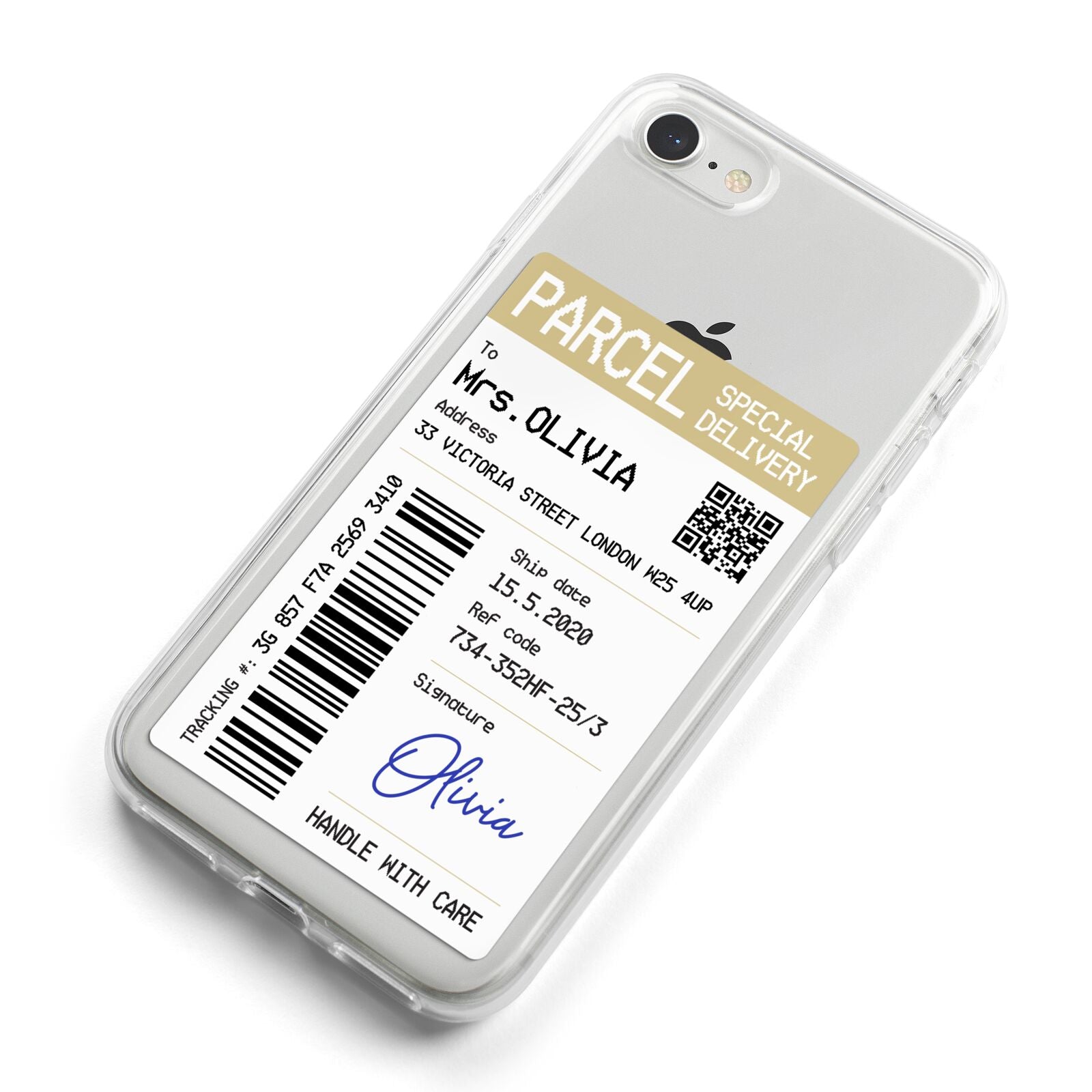 Parcel Label with Name iPhone 8 Bumper Case on Silver iPhone Alternative Image