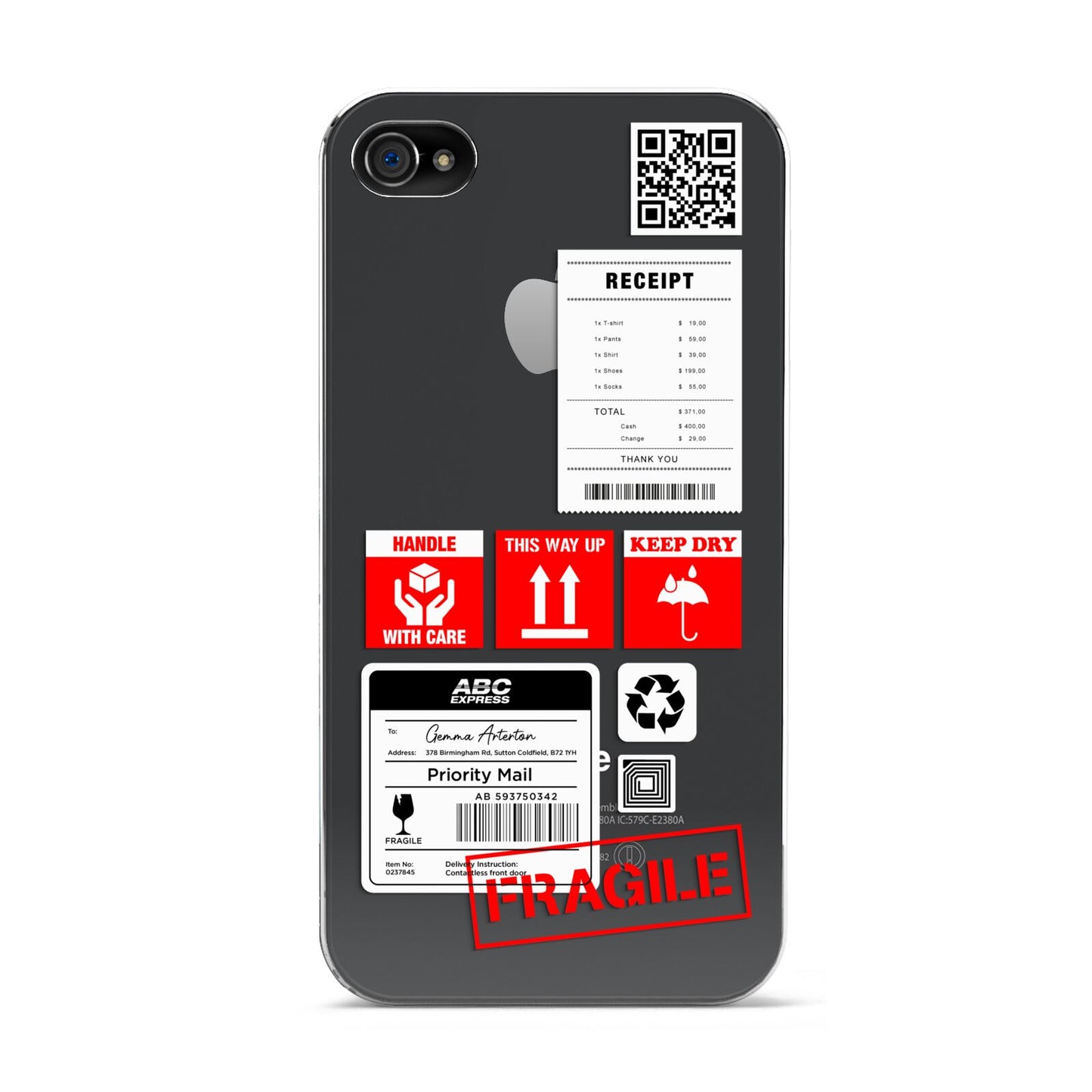 Parcel Stickers with Name Apple iPhone 4s Case