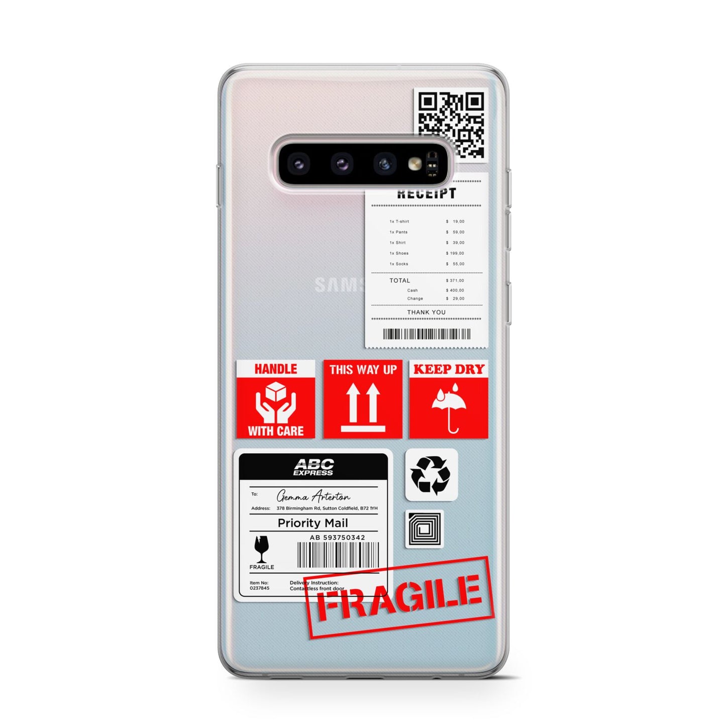 Parcel Stickers with Name Protective Samsung Galaxy Case