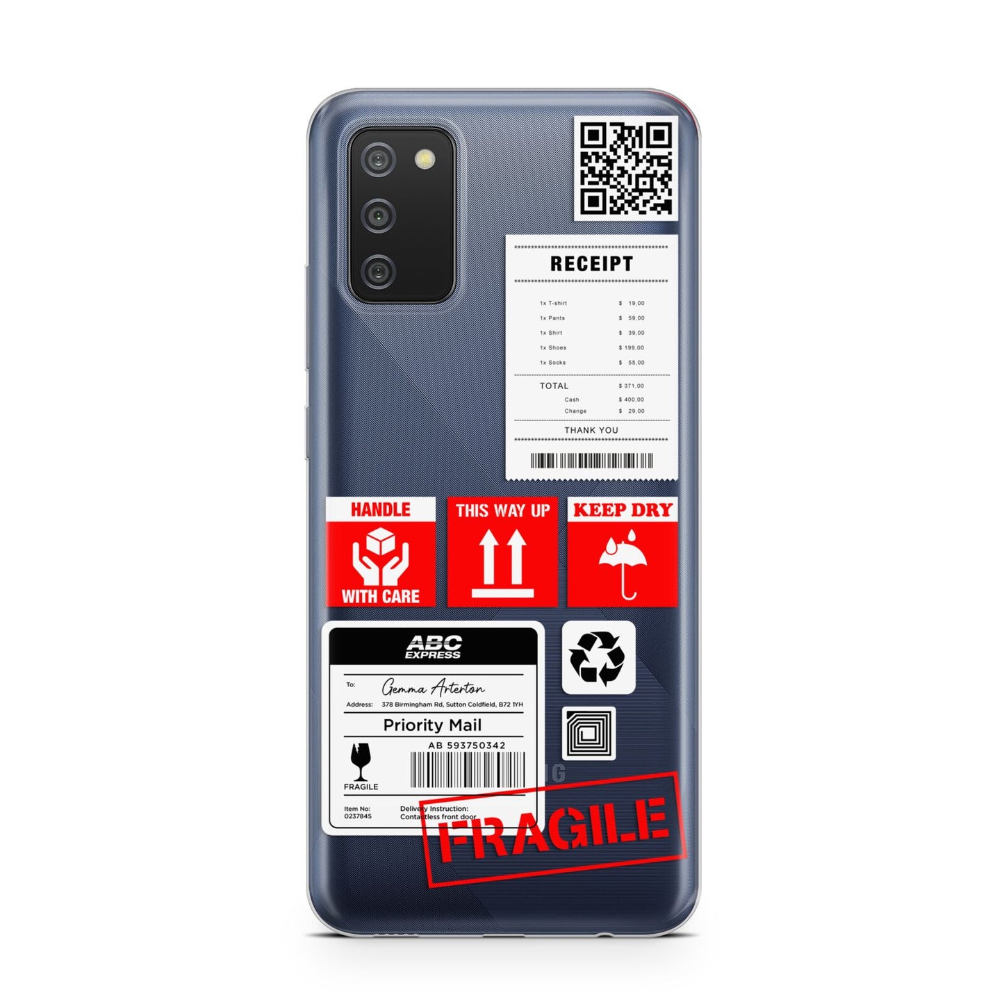 Parcel Stickers with Name Samsung A02s Case