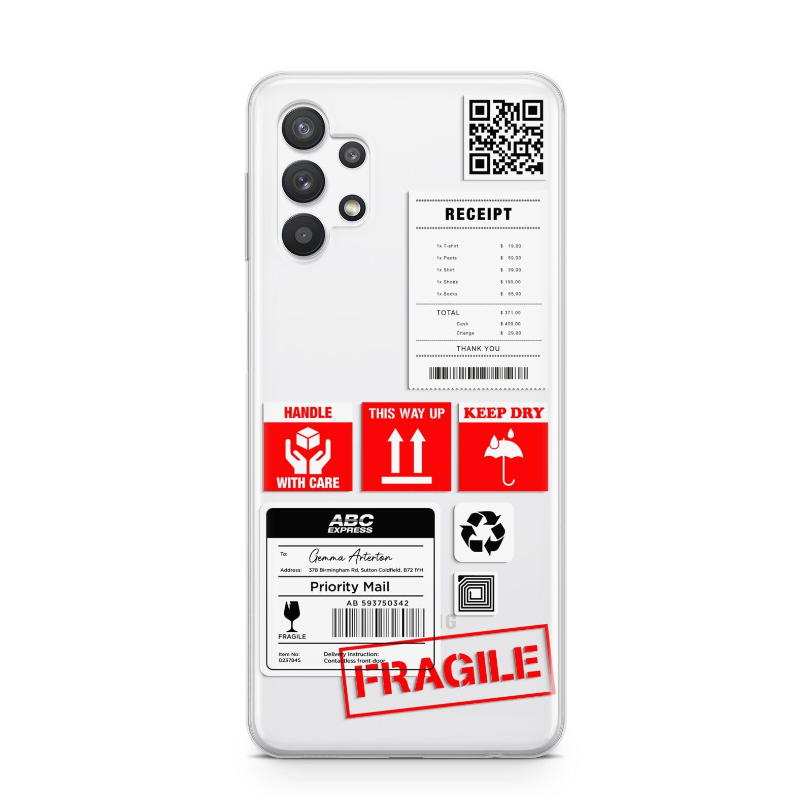 Parcel Stickers with Name Samsung A32 5G Case