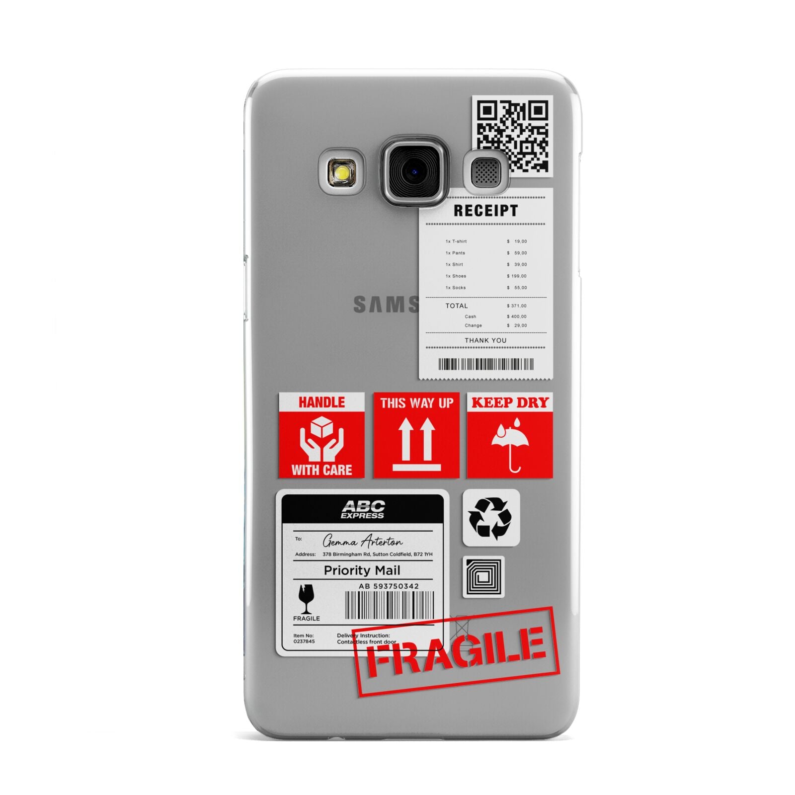 Parcel Stickers with Name Samsung Galaxy A3 Case