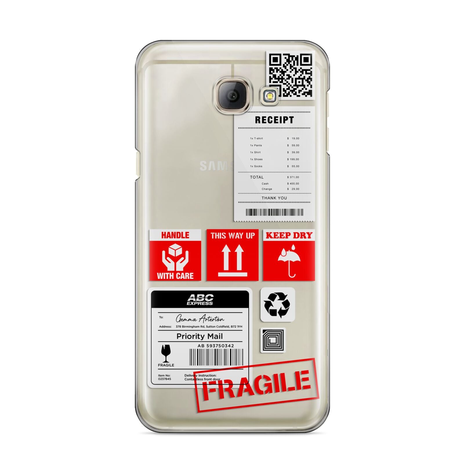 Parcel Stickers with Name Samsung Galaxy A8 2016 Case