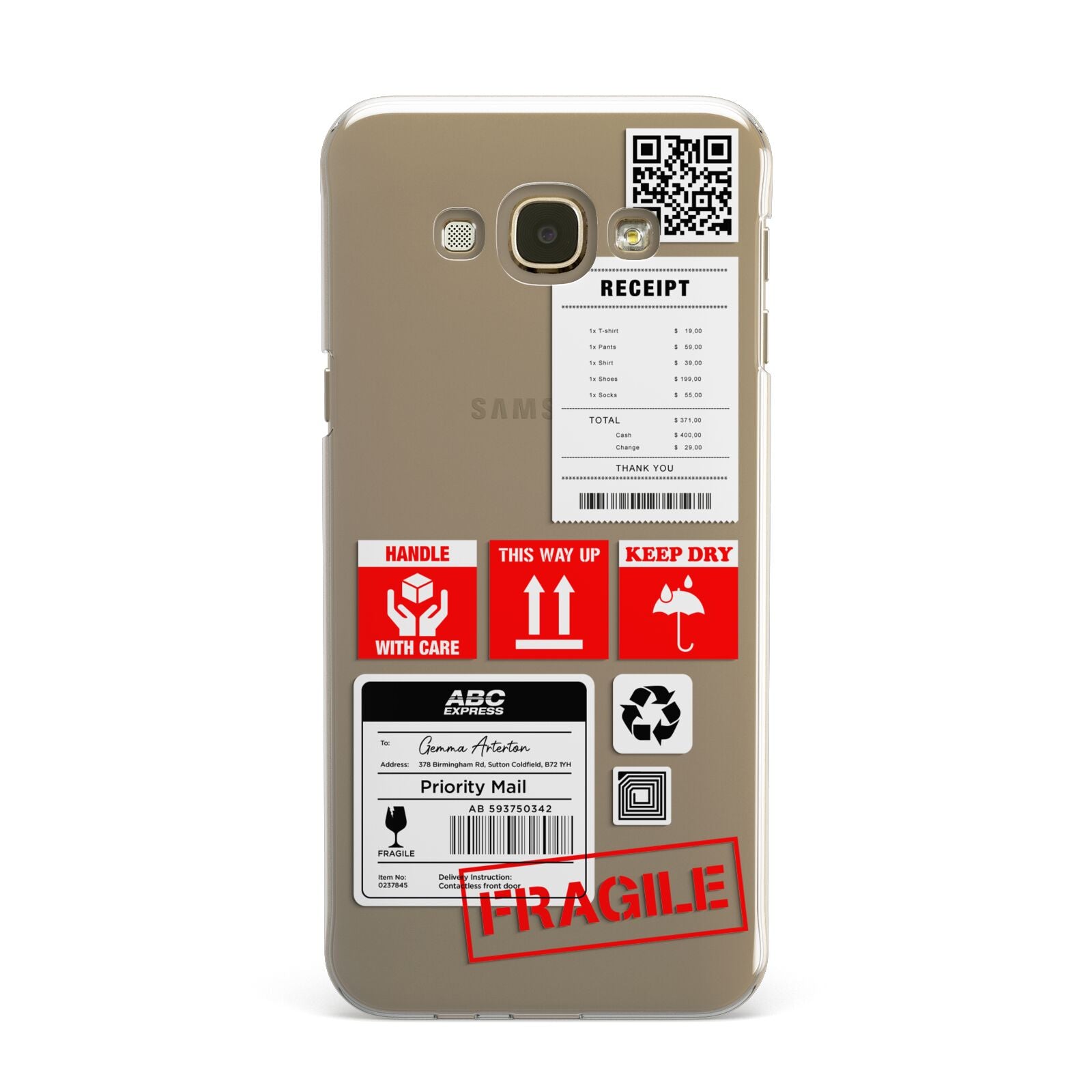 Parcel Stickers with Name Samsung Galaxy A8 Case