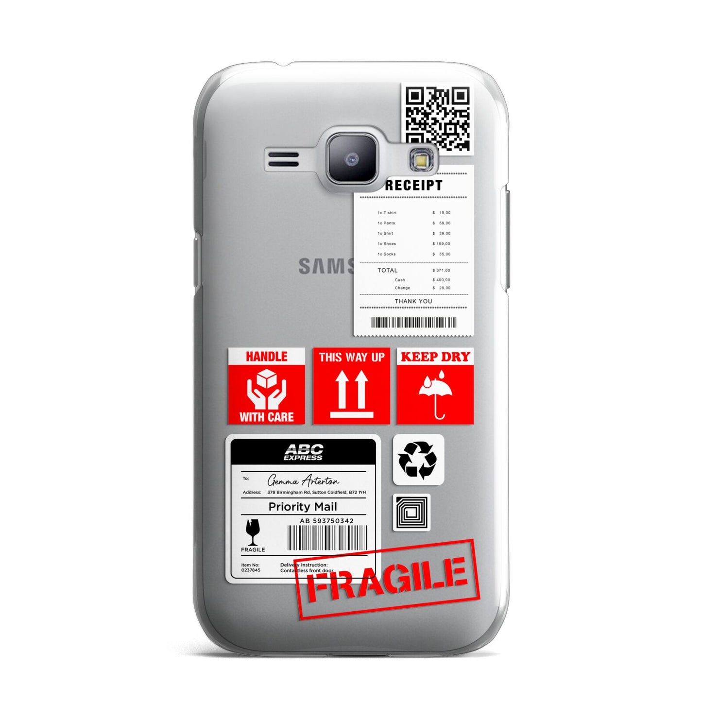 Parcel Stickers with Name Samsung Galaxy J1 2015 Case