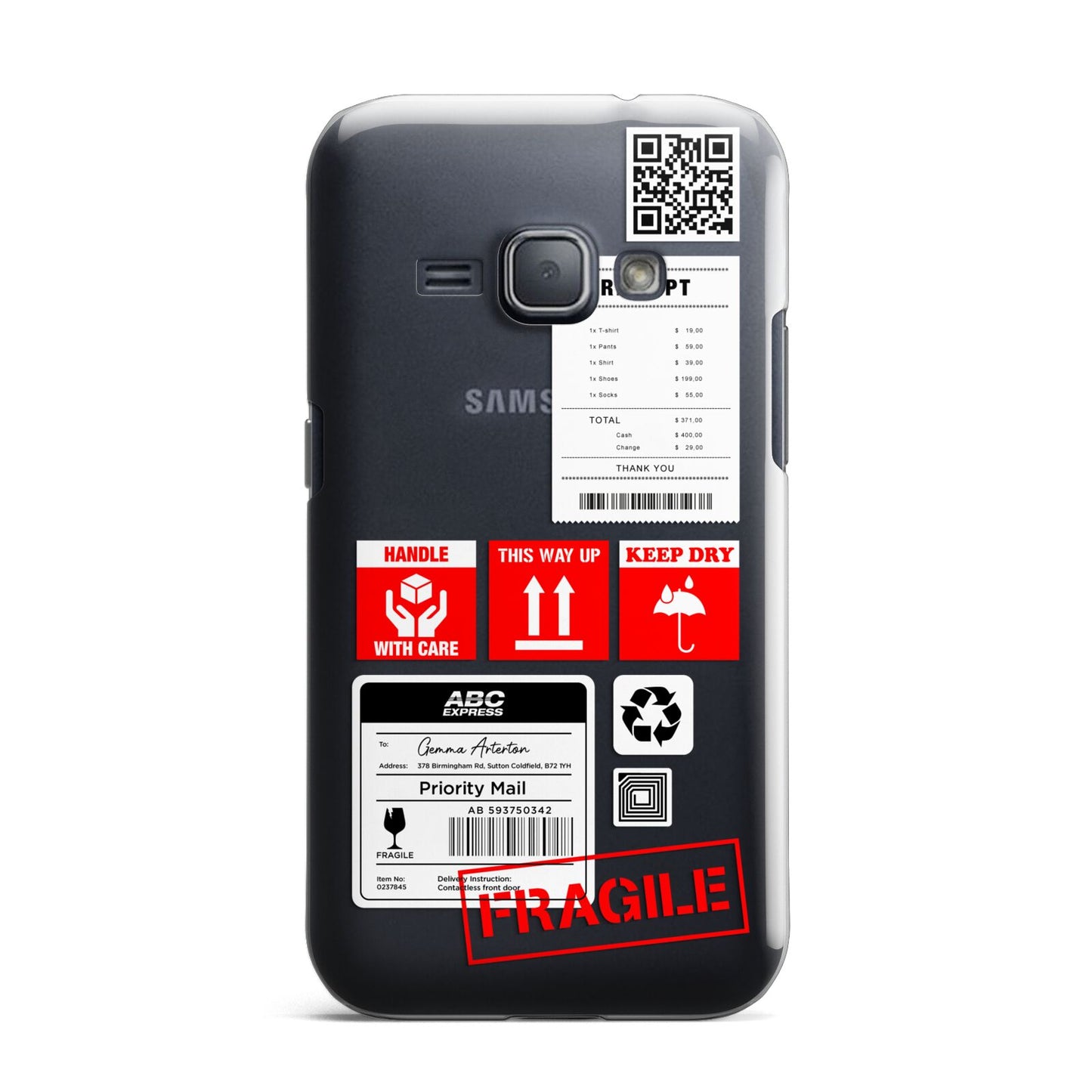 Parcel Stickers with Name Samsung Galaxy J1 2016 Case