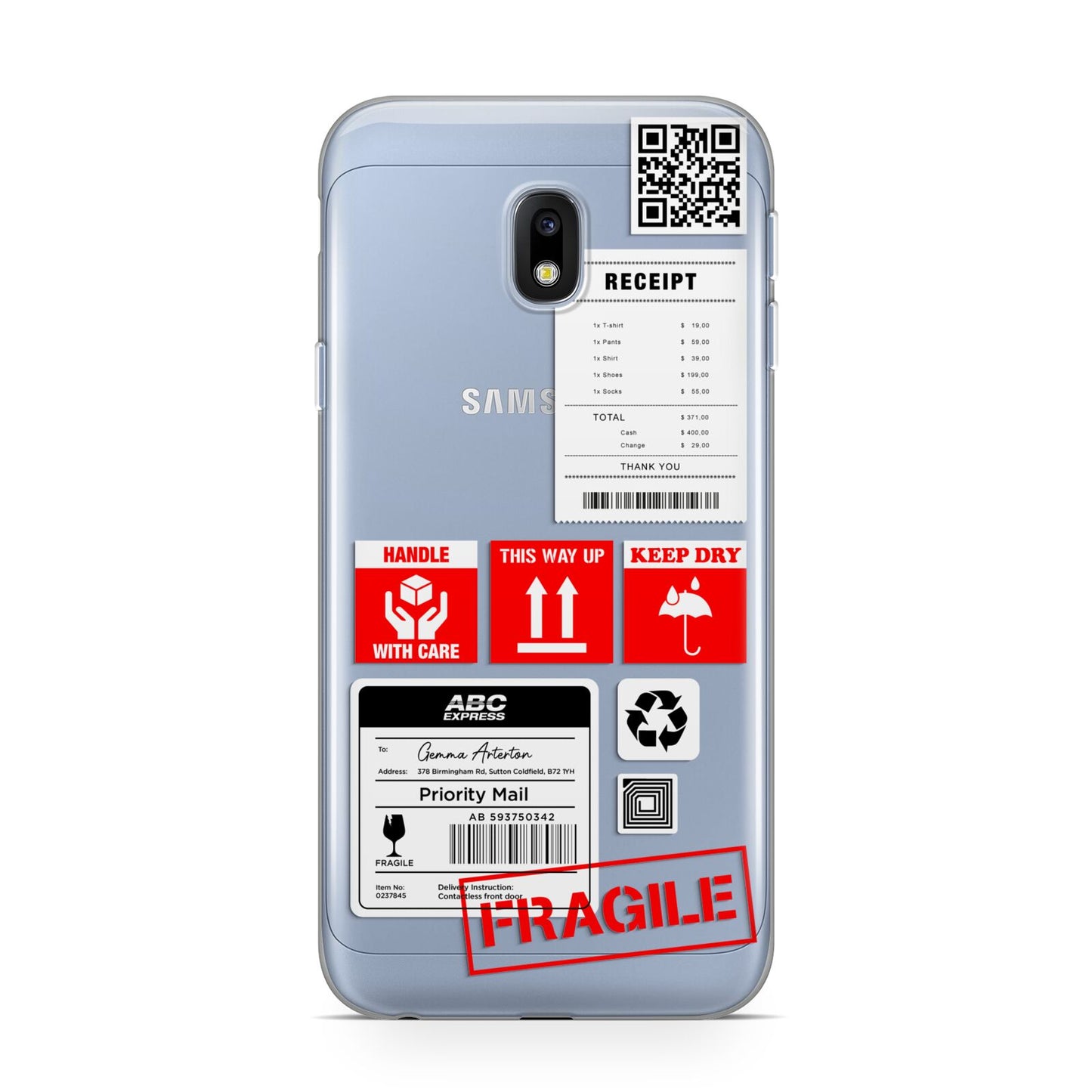 Parcel Stickers with Name Samsung Galaxy J3 2017 Case