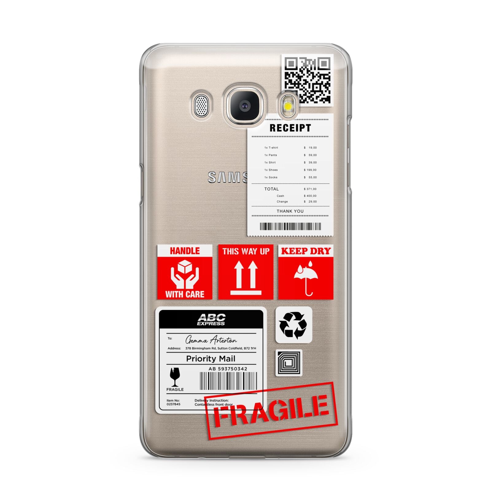 Parcel Stickers with Name Samsung Galaxy J5 2016 Case