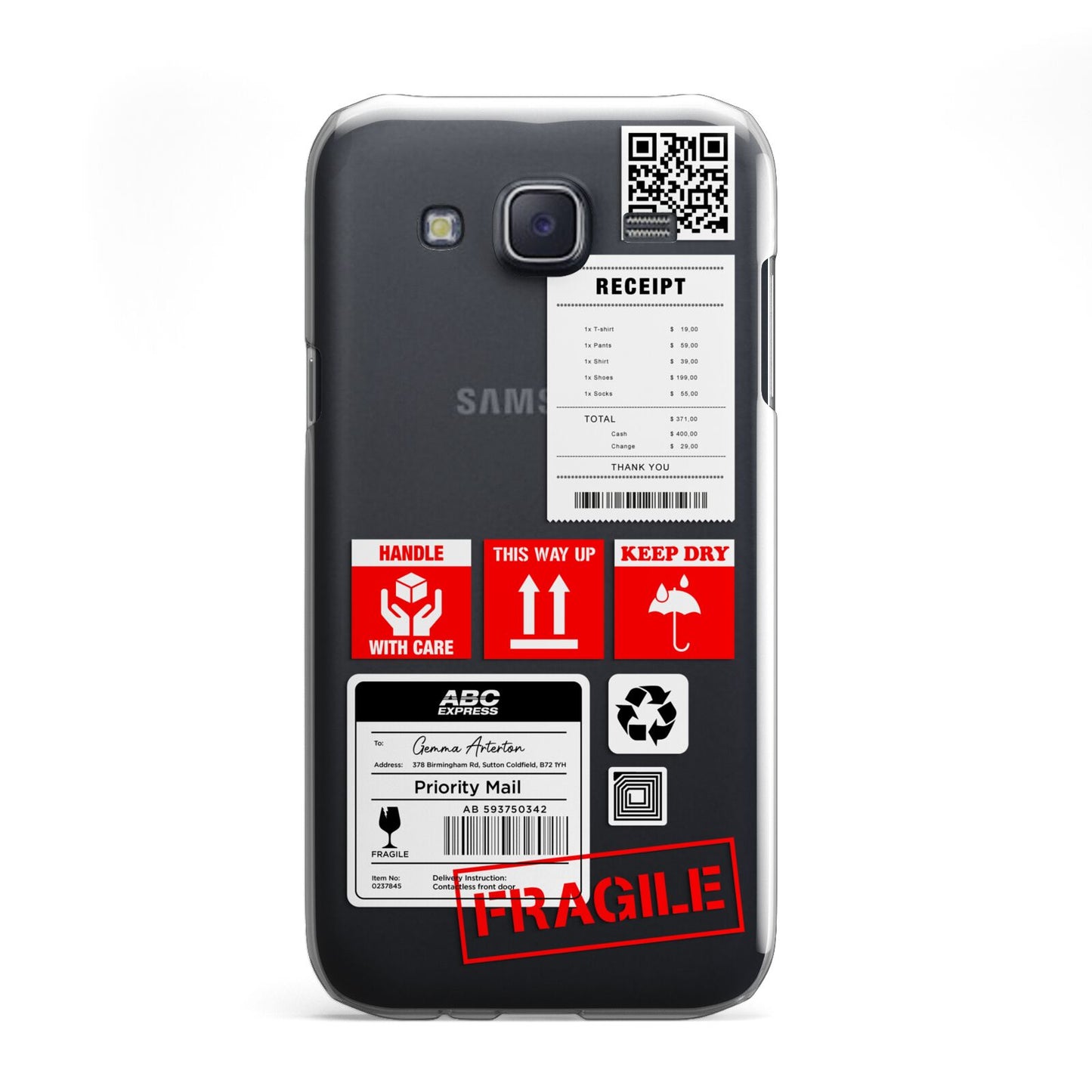 Parcel Stickers with Name Samsung Galaxy J5 Case