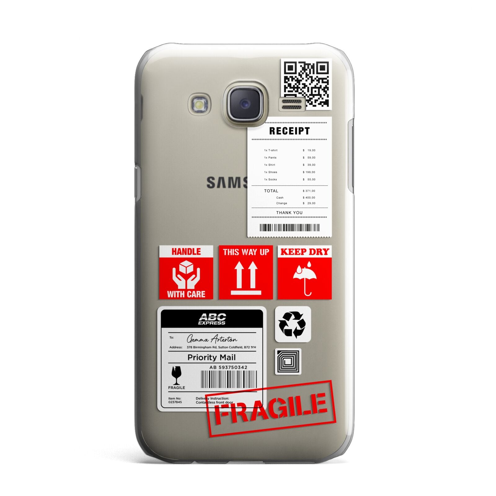 Parcel Stickers with Name Samsung Galaxy J7 Case