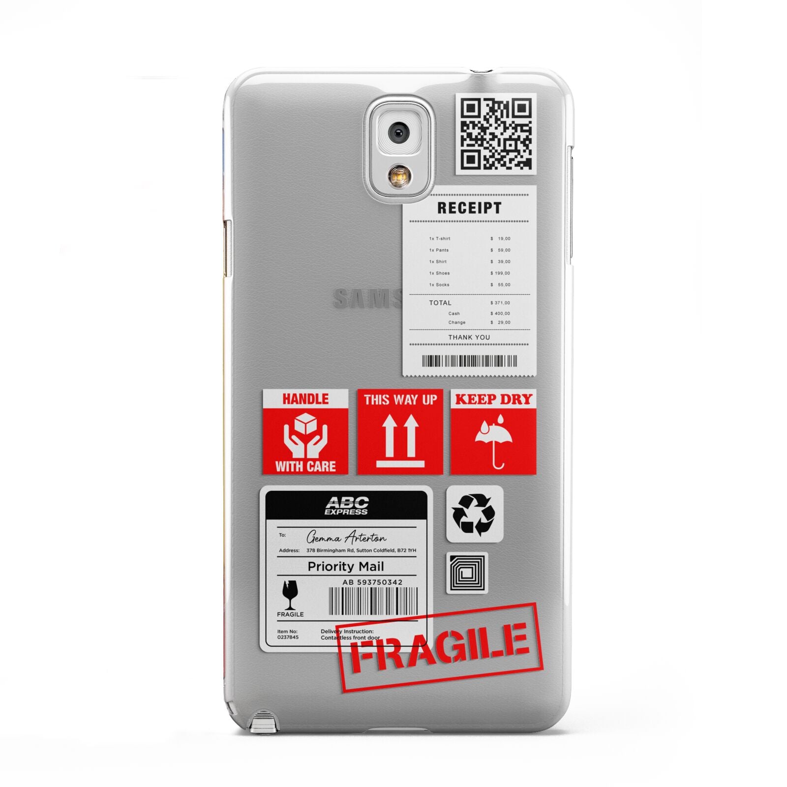 Parcel Stickers with Name Samsung Galaxy Note 3 Case