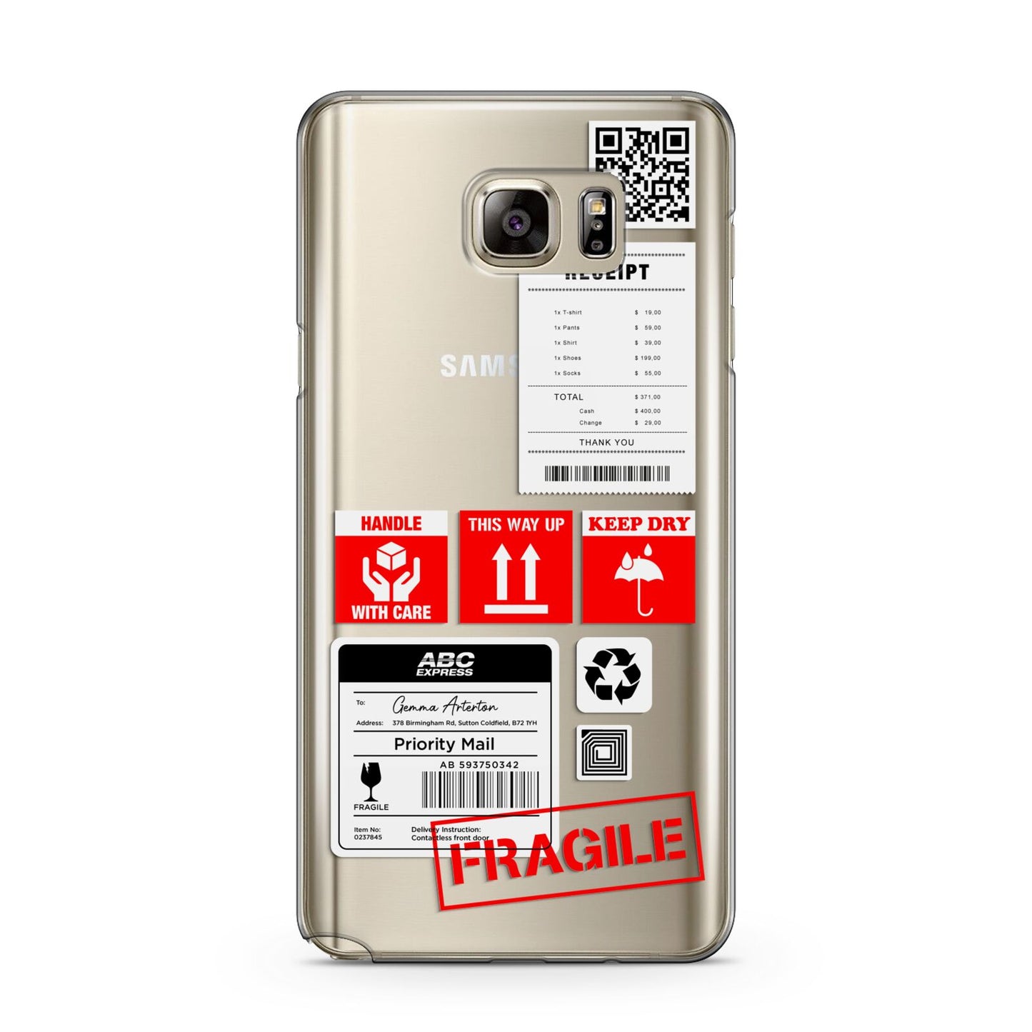 Parcel Stickers with Name Samsung Galaxy Note 5 Case