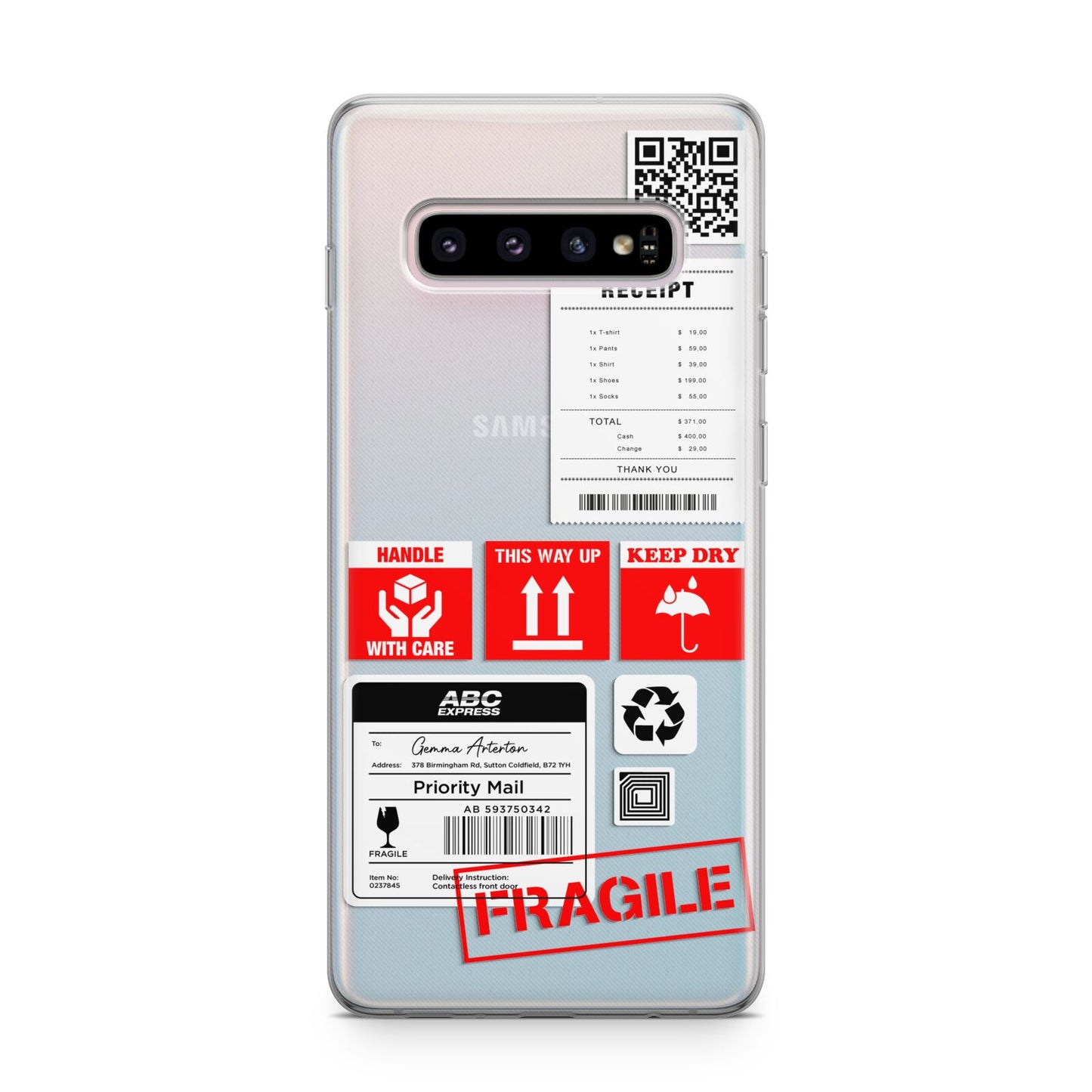 Parcel Stickers with Name Samsung Galaxy S10 Plus Case