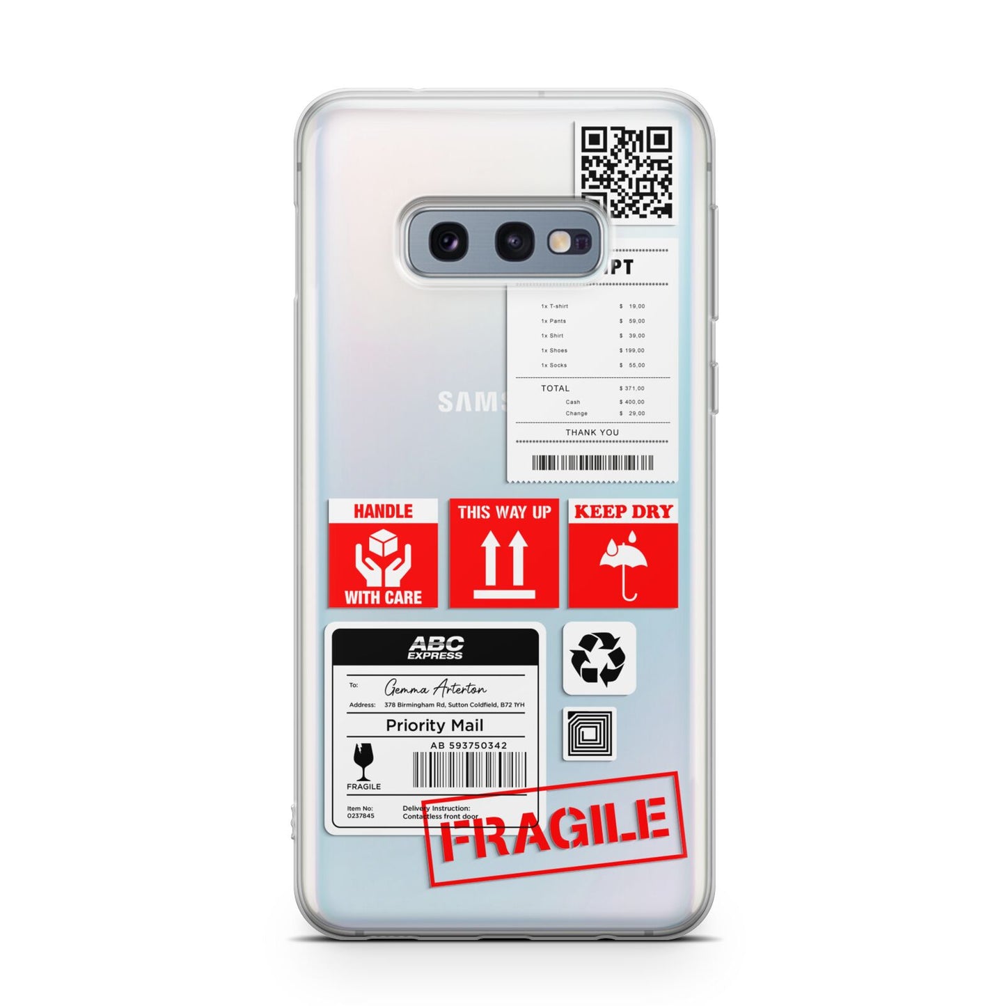 Parcel Stickers with Name Samsung Galaxy S10E Case