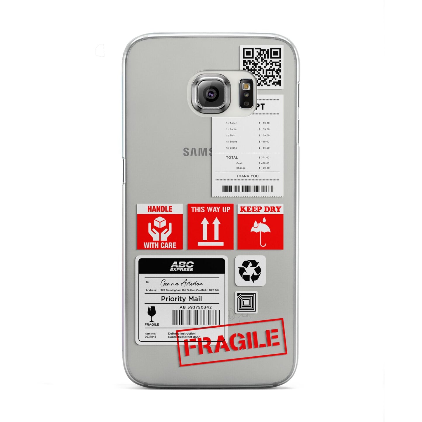 Parcel Stickers with Name Samsung Galaxy S6 Edge Case