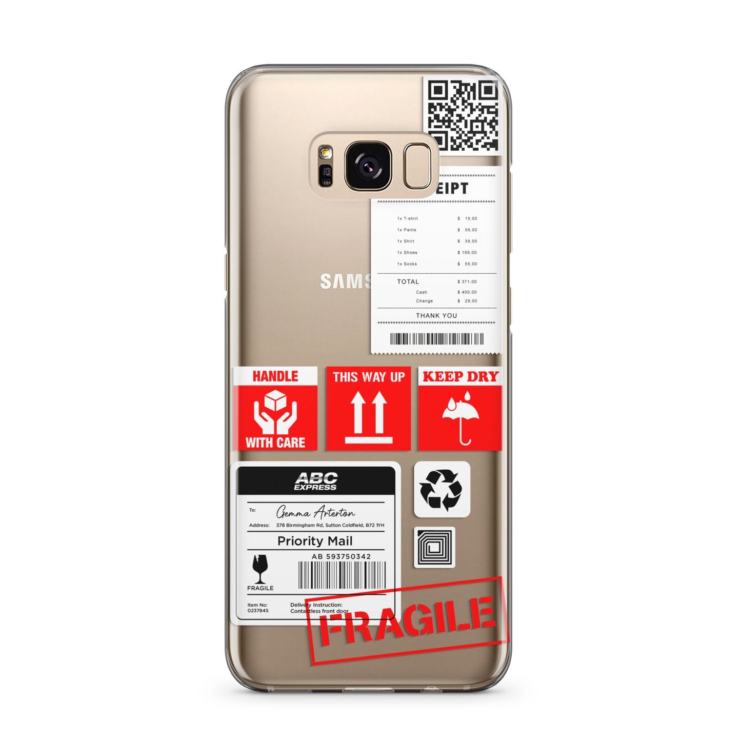 Parcel Stickers with Name Samsung Galaxy S8 Plus Case