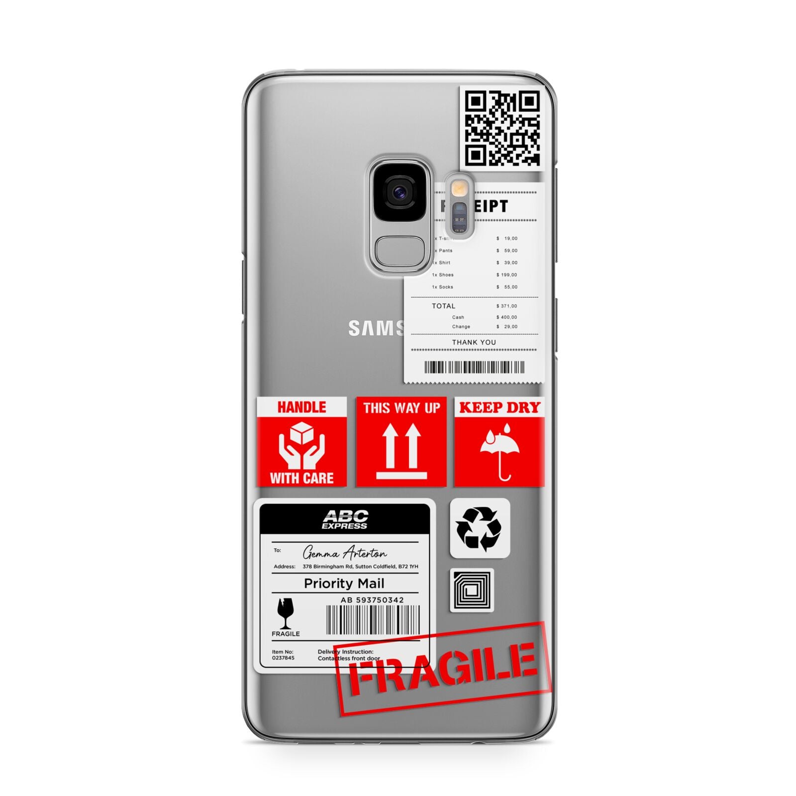 Parcel Stickers with Name Samsung Galaxy S9 Case