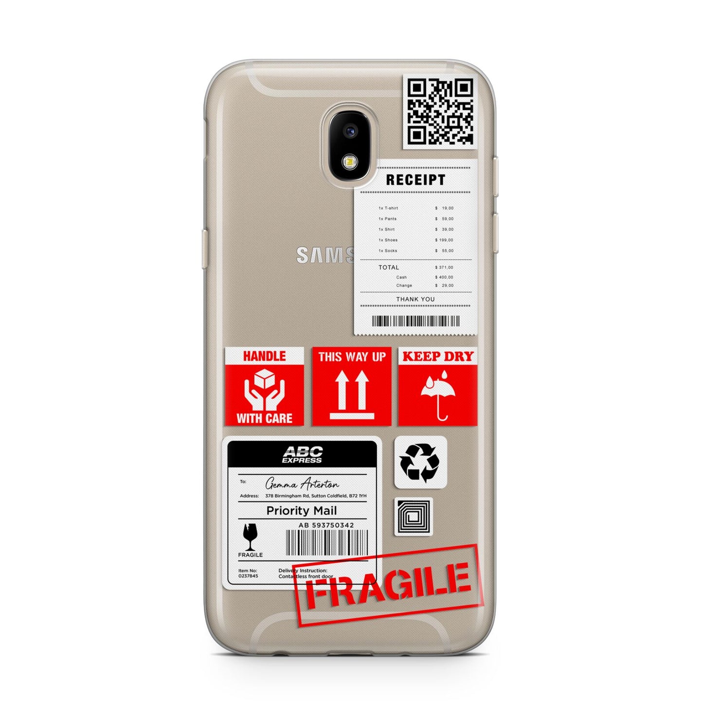 Parcel Stickers with Name Samsung J5 2017 Case