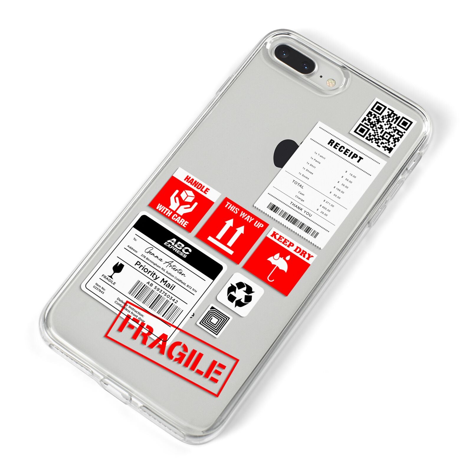 Parcel Stickers with Name iPhone 8 Plus Bumper Case on Silver iPhone Alternative Image