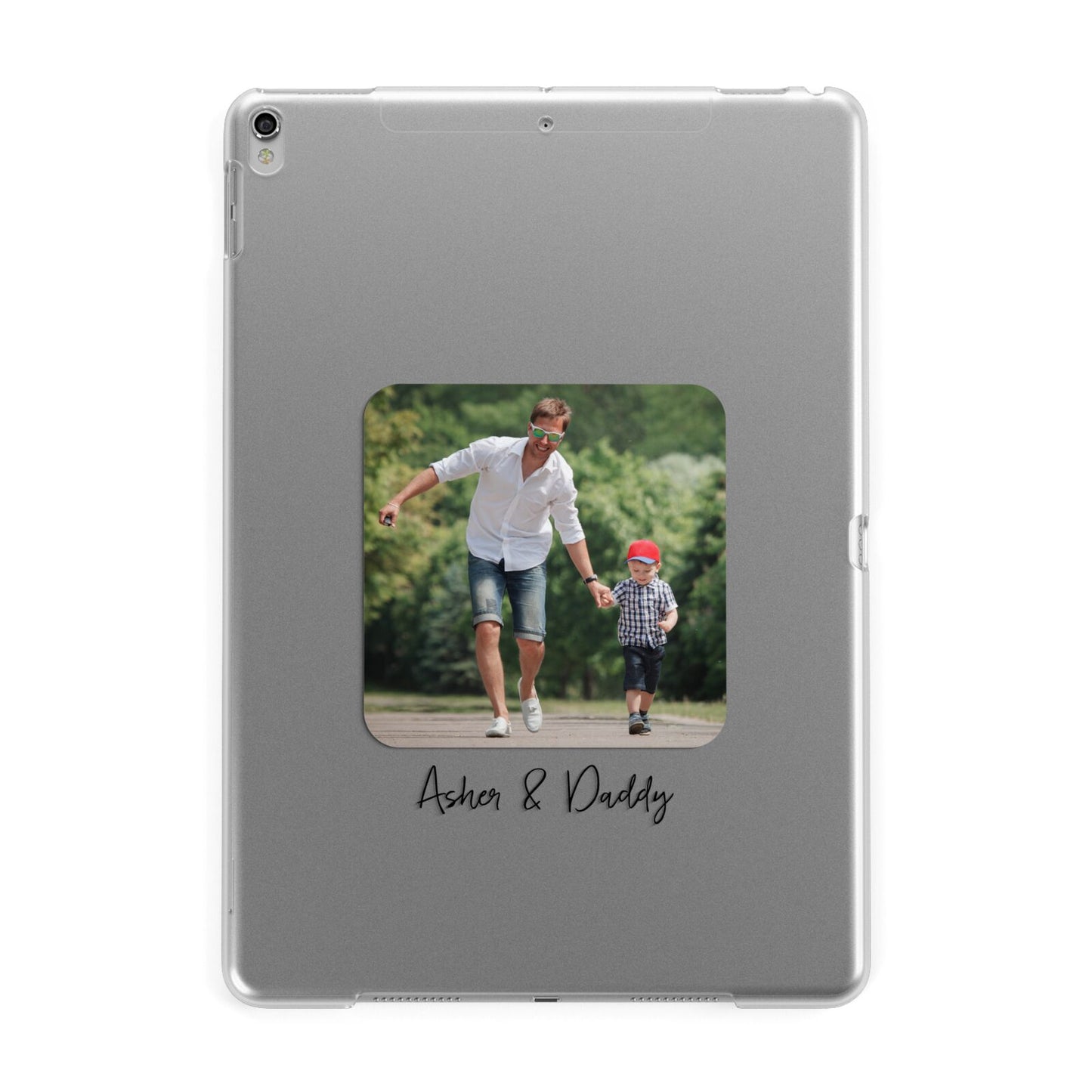 Parent and Child Photo with Text Apple iPad Silver Case