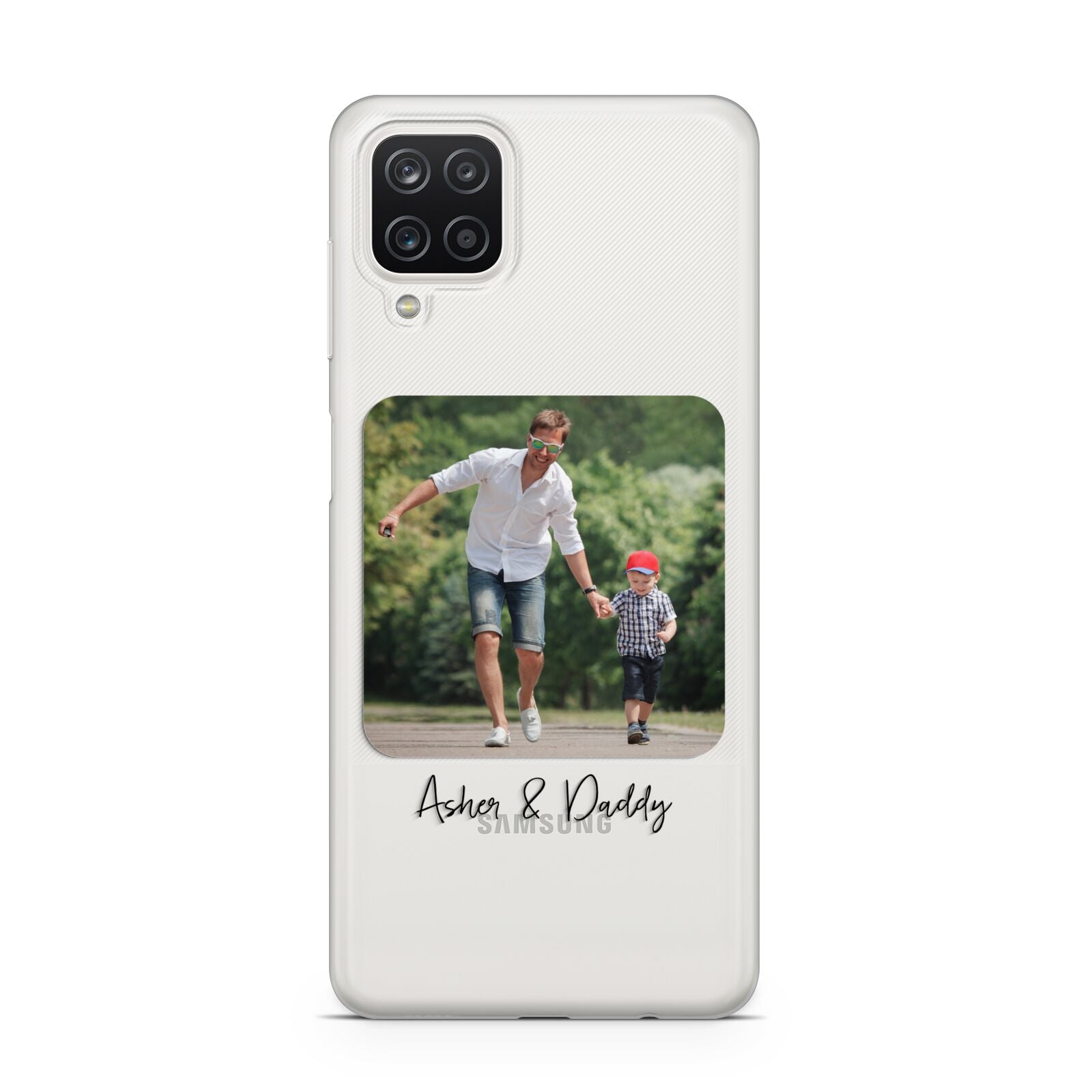 Parent and Child Photo with Text Samsung A12 Case