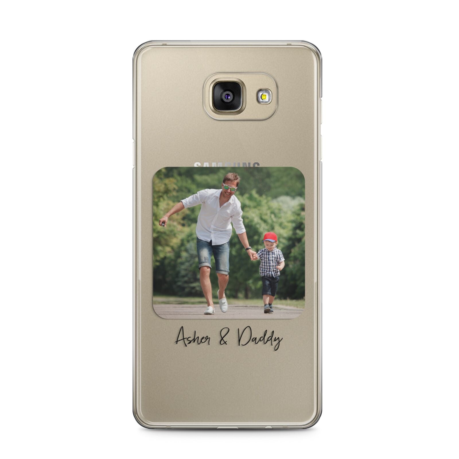 Parent and Child Photo with Text Samsung Galaxy A5 2016 Case on gold phone