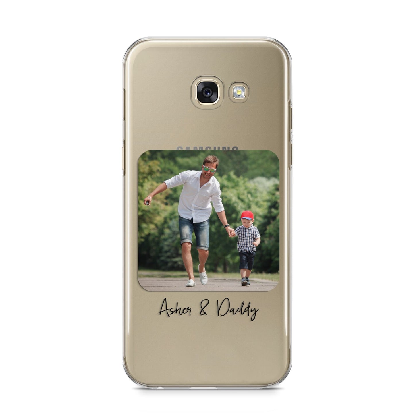 Parent and Child Photo with Text Samsung Galaxy A5 2017 Case on gold phone