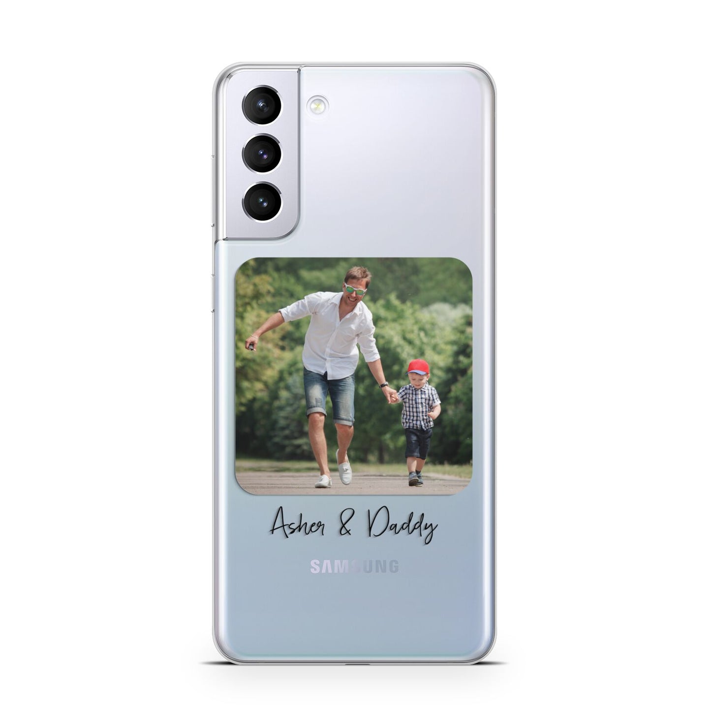 Parent and Child Photo with Text Samsung S21 Plus Case