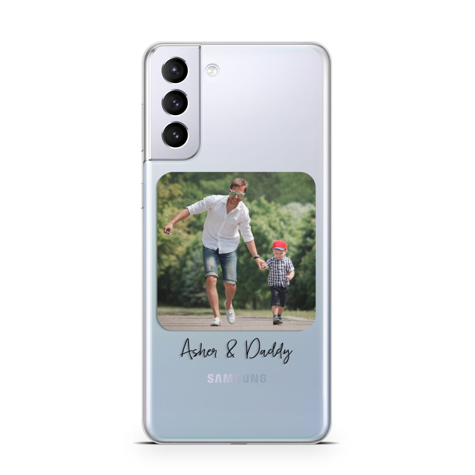 Parent and Child Photo with Text Samsung S21 Plus Phone Case